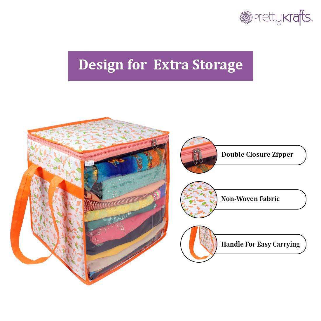 Saree Cover - Printed Non Woven Saree Cover with Handles and Transparent Front