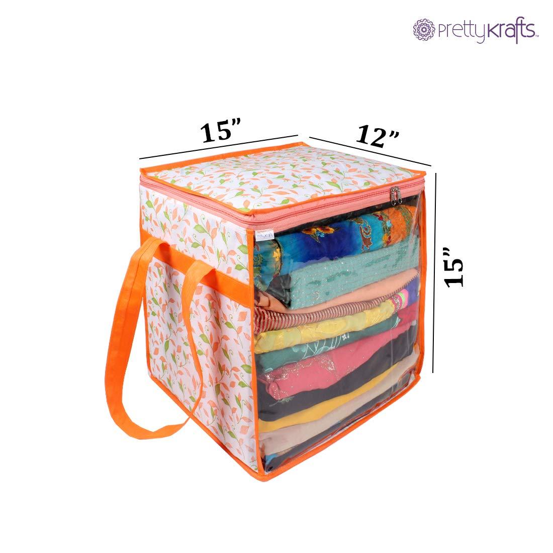 Saree Cover - Printed Non Woven Saree Cover with Handles and Transparent Front